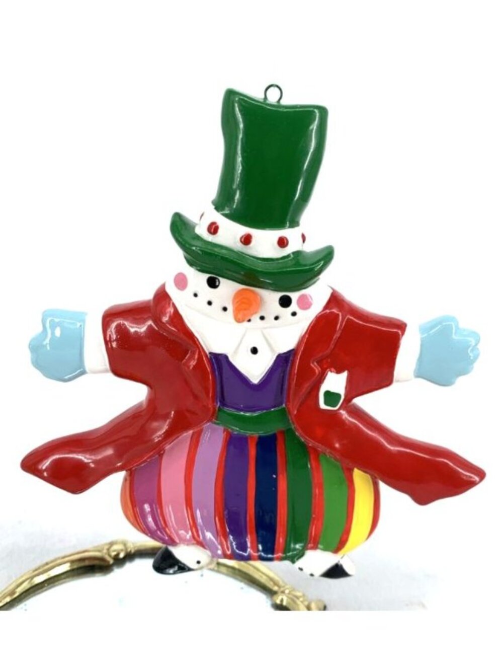 Dept 56 Brightly Snowman Christmas Ornament Porcelain 5" Ringmaster Clown Vtg